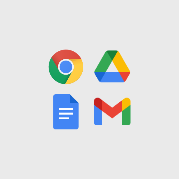 Google Chrome, Google Drive, Google Docs, Google Gmail Icons